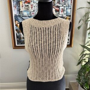Miss Love Crop Sleeveless Knit Sweater - Size Med